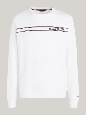 Hilfiger Monotype Stripe Lounge Sweatshirt | White | Tommy Hilfiger