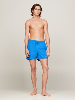 blue mittellange badeshorts mit logo für herren - tommy jeans