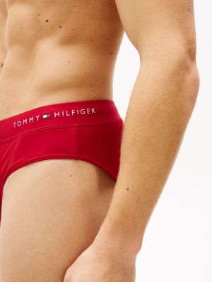 slip de bain original à logo rouge pour hommes tommy hilfiger