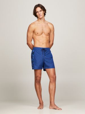 blue th monogram reveal mid length swim shorts for men tommy hilfiger