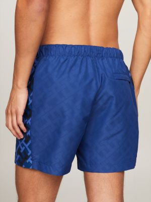 blue th monogram reveal mid length swim shorts for men tommy hilfiger