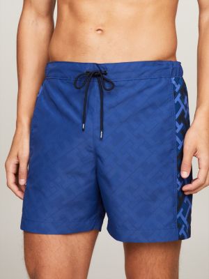 Short de bain mi long TH Monogram hydroreactif Bleu Tommy Hilfiger