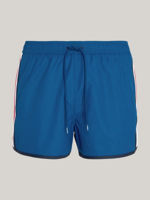 Global Stripe Short Length Swim Shorts, Blue