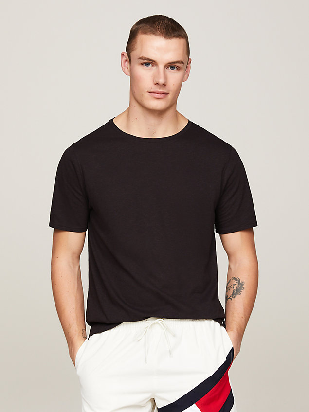 t-shirt de plage essential texturé black pour hommes tommy hilfiger