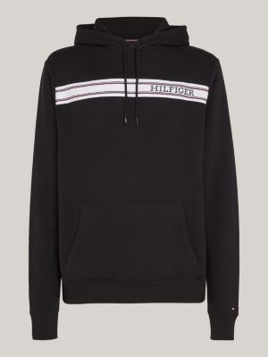 Sweat a capuche d interieur Hilfiger Monotype Noir Tommy Hilfiger