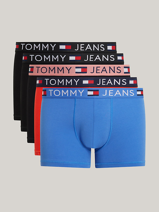 purple set van 5 essential boxershorts met logo voor heren - tommy jeans