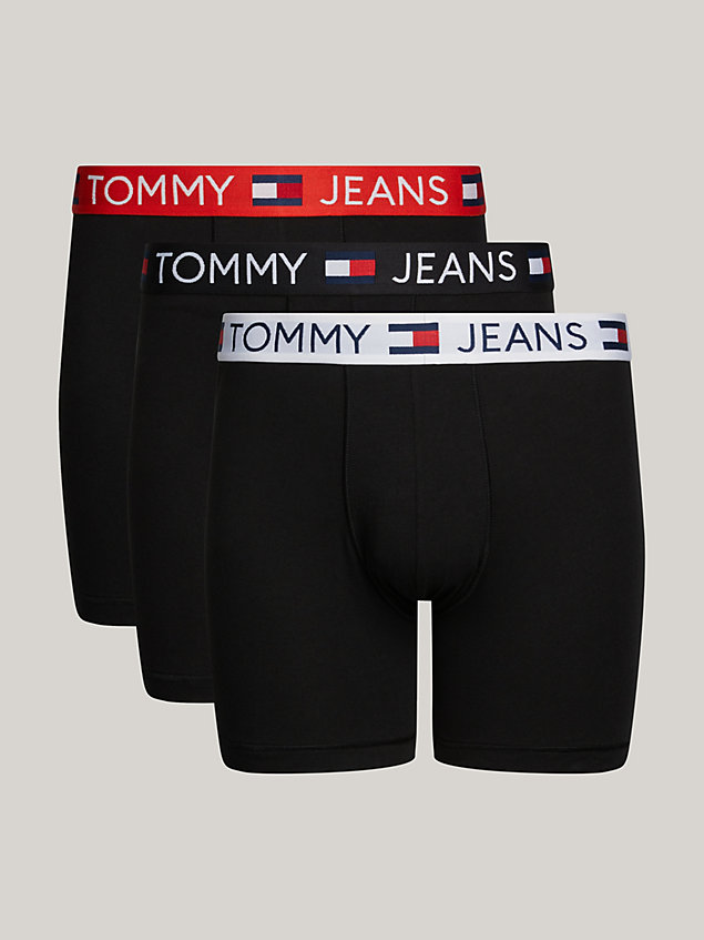orange set van 3 essential boxershorts met logotaille voor heren - tommy jeans