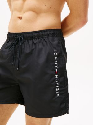 black original drawstring mid length swim shorts for men tommy hilfiger