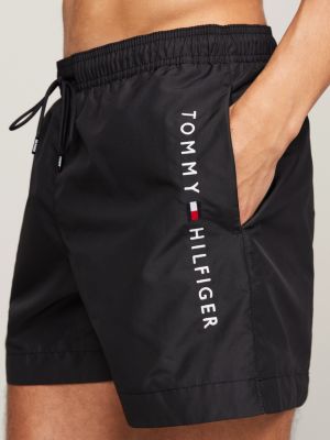 schwarz original mittellange badeshorts mit tunnelzug für herren - tommy hilfiger