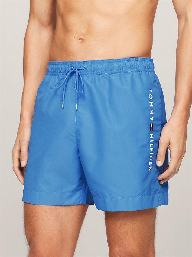 blue original logo mid length swim shorts for men tommy hilfiger