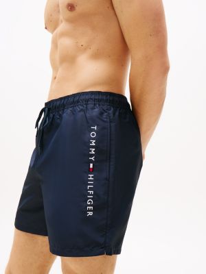 blue original drawstring mid length swim shorts for men tommy hilfiger