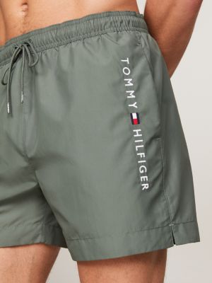 green th original drawstring mid length swim shorts for men tommy hilfiger