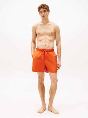 short de bain mi-long original à cordon orange pour hommes tommy hilfiger
