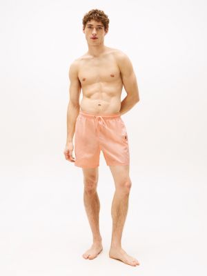 orange original drawstring mid length swim shorts for men tommy hilfiger