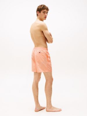 orange original drawstring mid length swim shorts for men tommy hilfiger