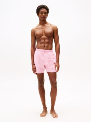 pink original drawstring mid length swim shorts for men tommy hilfiger