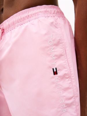 pink original drawstring mid length swim shorts for men tommy hilfiger