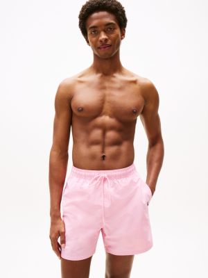 pink original drawstring mid length swim shorts for men tommy hilfiger