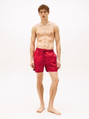 rot original mittellange badeshorts mit tunnelzug für herren - tommy hilfiger