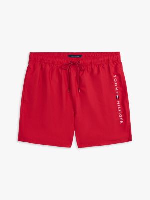 rot original mittellange badeshorts mit tunnelzug für herren - tommy hilfiger