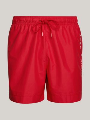 Original Logo Mid Length Swim Shorts | Red | Tommy Hilfiger