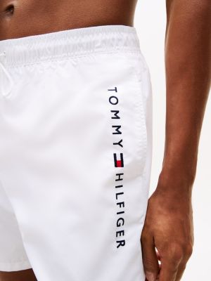 weiß original mittellange badeshorts mit tunnelzug für herren - tommy hilfiger