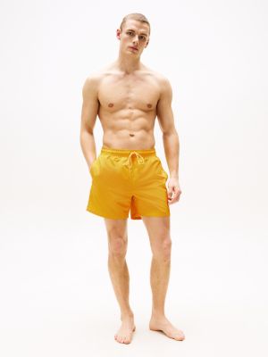 yellow original drawstring mid length swim shorts for men tommy hilfiger