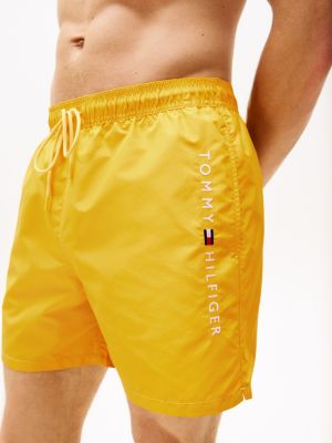 yellow original drawstring mid length swim shorts for men tommy hilfiger