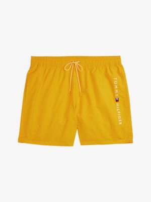 yellow original drawstring mid length swim shorts for men tommy hilfiger