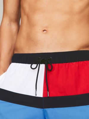 blue hilfiger flag mid length swim shorts for men tommy hilfiger