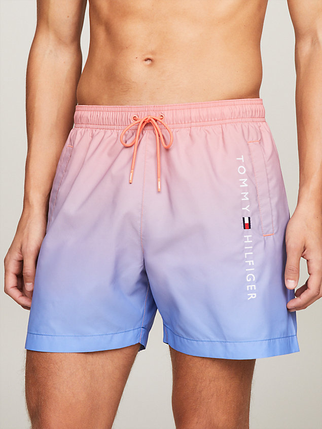 orange original ombré mid length swim shorts for men tommy hilfiger