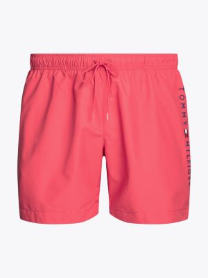 Flag Recycled Mid Length Swim Shorts, Pink