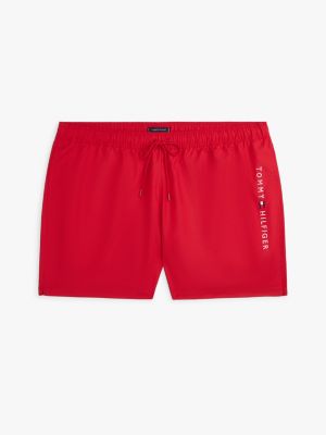 red plus original drawstring mid length swim shorts for men tommy hilfiger