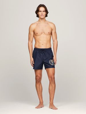 blue th monogram mittellange badeshorts für herren - tommy hilfiger