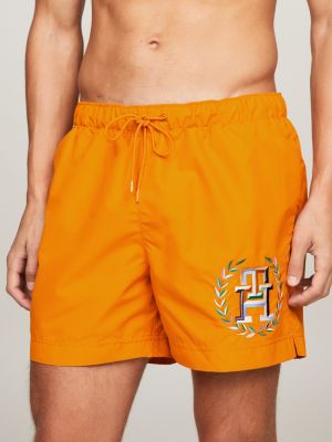 Hilfiger Logo Mid Length Swim Shorts | Orange | Tommy Hilfiger