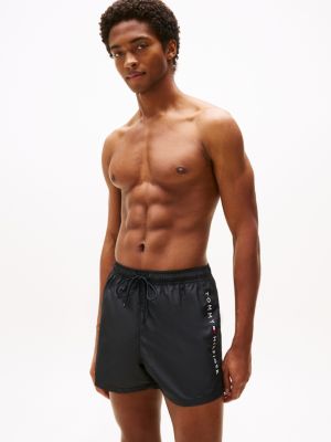 black original drawstring short swim shorts for men tommy hilfiger