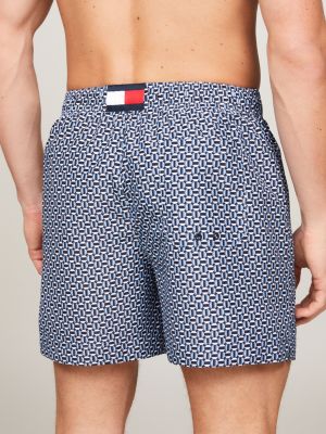 black print drawstring mid length swim shorts for men tommy hilfiger