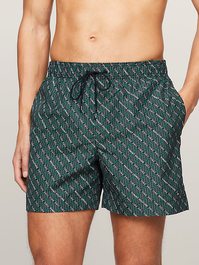 green essential print mid length swim trunks for men tommy hilfiger