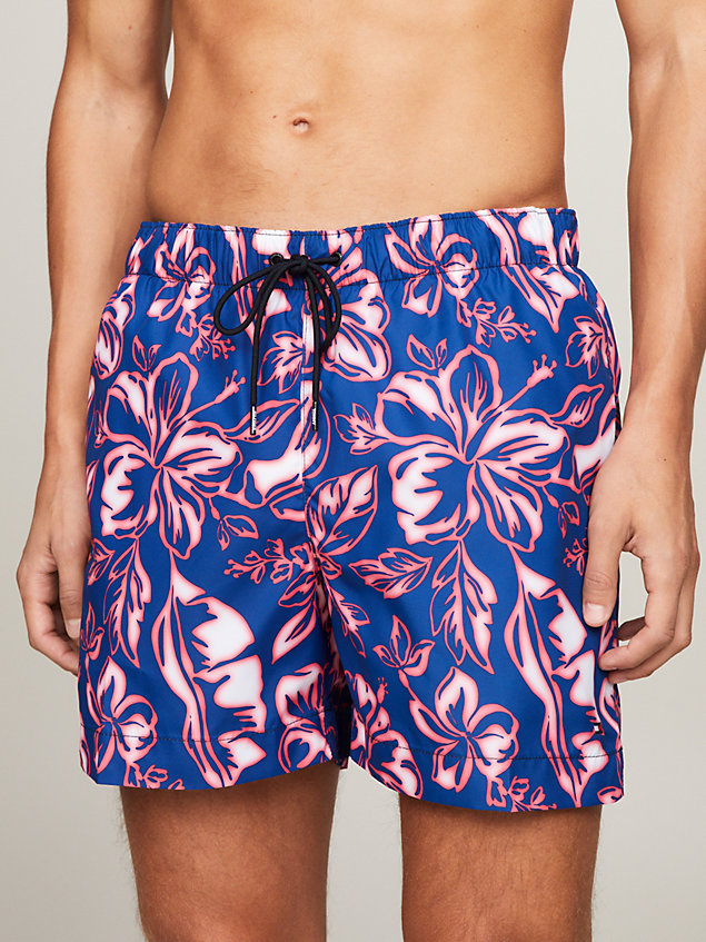 pink essential print mid length swim trunks for men tommy hilfiger