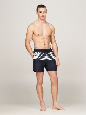 blue print drawstring mid length swim shorts for men tommy hilfiger