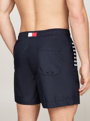 blue print drawstring mid length swim shorts for men tommy hilfiger