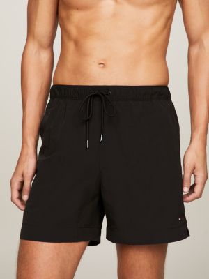 TH Essential Drawstring Mid Length Swim Shorts Black Tommy Hilfiger