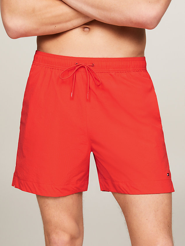 red th essential drawstring mid length swim shorts for men tommy hilfiger