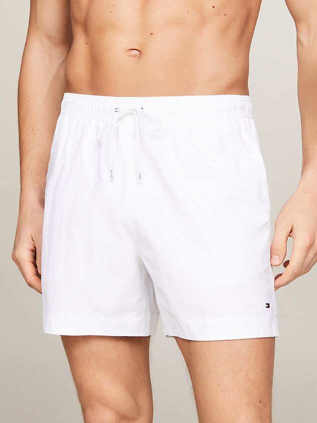 white th essential drawstring mid length swim shorts for men tommy hilfiger