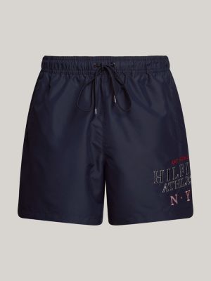 blue hilfiger logo mid length swim shorts for men tommy hilfiger