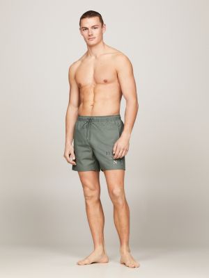 green hilfiger logo mid length swim shorts for men tommy hilfiger