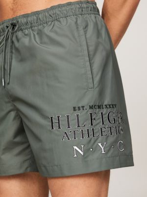 green hilfiger logo mid length swim shorts for men tommy hilfiger