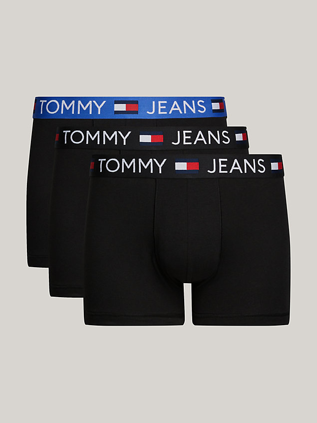 black set van 3 essential boxershorts met logo voor heren - tommy jeans