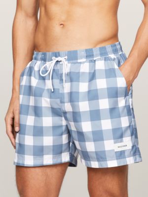 white hilfiger monotype mittellange badeshorts mit vichy-karos für herren - tommy hilfiger