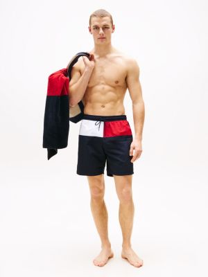 multi hilfiger flag long length swim shorts for men tommy hilfiger